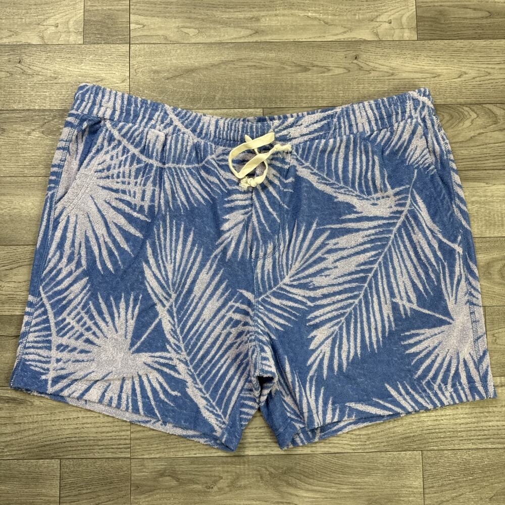 Marine Layer Terry Out Jacquard Shorts 6" Inseam Blue Frond sz XXL